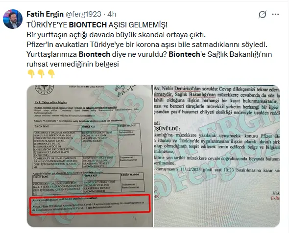 biontech X Turkiyeye geldi mi